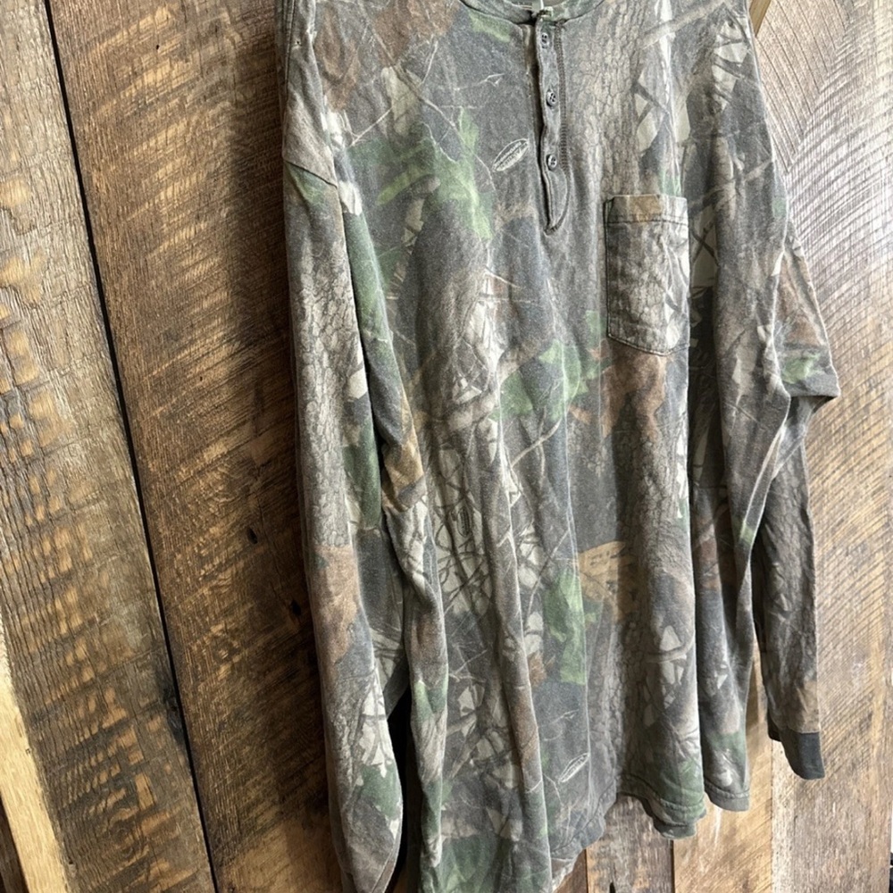 Vintage Redhead Realtree Hardwoods Camo Shirt Mens 2XL Long Sleeve Henley - Picture 7 of 10